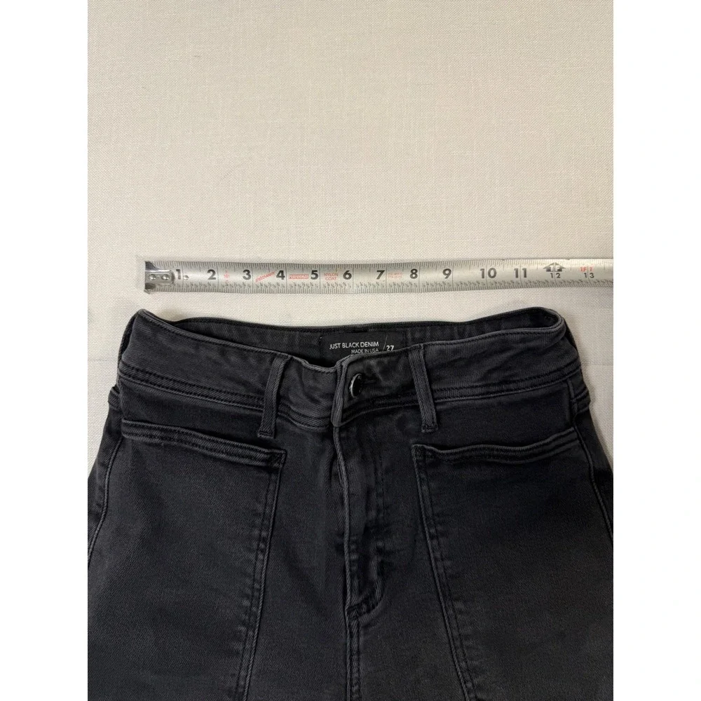 Just Black Denim Womens Wide Leg Utility Patch Pocket Jeans Raw Hem Black 27